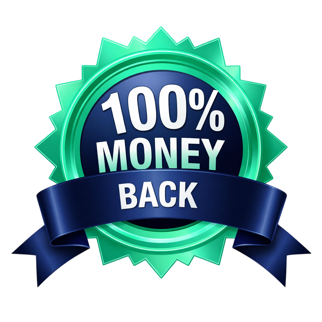 Fluent Pluz money-back trust badge